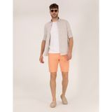 Pierre Cardin Erkek Turuncu Slim Fit Keten Karışımlı Beli Lastikli Bermuda Şort 50264863-VR051 - 38