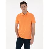 Pierre Cardin Erkek Turuncu Slim Fit Kıvrılmaz Polo Yaka Basic Tişört 50302561-VR186 - Mercan