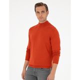 Pierre Cardin Erkek Turuncu Slim Fit Yarım Balıkçı Yaka Basic Triko Kazak 50296548-VR051 - 2XL