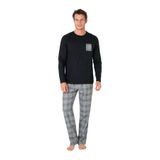 PIERRE CARDIN Erkek Uzun Kollu Bisiklet Yaka Pijama Takım 6107-SİYAH-M