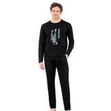 Pierre Cardin Erkek Uzun Kollu Bisiklet Yaka Pijama Takımı, Siyah, XL