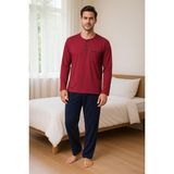 Pierre Cardin Erkek Uzun Kollu Penye Pijama - 2XL - Bordo