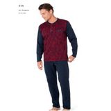 Pierre Cardin Erkek Uzun Kollu Yakası Düğmeli Pijama Takımı, Bordo, M Beden