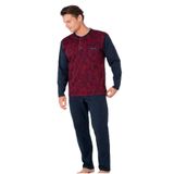 Pierre Cardin Erkek Uzun Kollu Yakası Düğmeli Pijama Takımı, Bordo