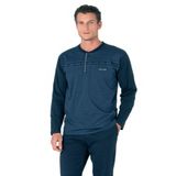 Pierre Cardin Erkek Uzun Kollu Yakası Düğmeli Pijama Takımı, Saks, M Beden