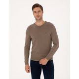 Pierre Cardin Erkek Vizon Melanj Slim Fit Bisiklet Yaka Basic Triko Kazak 50314192-VR174