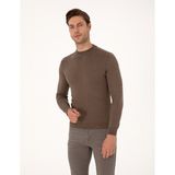 Pierre Cardin Erkek Vizon Melanj Slim Fit Çeyrek Yaka Basic Triko Kazak 50314188-VR174