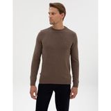 Pierre Cardin Erkek Vizon Melanj Slim Fit Çeyrek Yaka Basic Triko Kazak 50315456-VR174 - XL