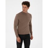 Pierre Cardin Erkek Vizon Melanj Slim Fit Çeyrek Yaka Triko Kazak 50315751-VR174