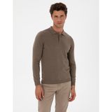 Pierre Cardin Erkek Vizon Melanj Slim Fit Polo Yaka Basic Triko Kazak 50315405-VR174