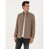 Pierre Cardin Erkek Vizon Regular Fit Uzun Kollu Gömlek 50316736-VR052 - 2XL