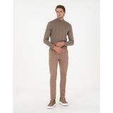 Pierre Cardin Erkek Vizon Slim Fit Beli Lastikli Bağcıklı Kanvas Pantolon 50295932-VR052 - 34 - 30
