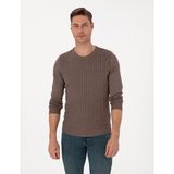 Pierre Cardin Erkek Vizon Slim Fit Bisiklet Yaka Triko Kazak 50315717-VR052