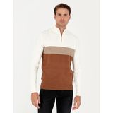 Pierre Cardin Erkek Vizon Slim Fit Fermuarlı Dik Yaka Triko Kazak 50296471-VR052