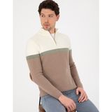 Pierre Cardin Erkek Vizon Slim Fit Kazak 50315741-VR052 - 2XL
