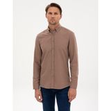 Pierre Cardin Erkek Vizon Slim Fit Uzun Kollu Gömlek 50316751-VR052 - 2XL