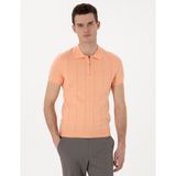 Pierre Cardin Erkek Yavruağzı Slim Fit Fermuarlı Polo Yaka Triko Tişört 50305983-VR053 - Yavruağızı