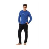 PIERRE CARDIN Erkek Yeni Sezon Bisiklet Yaka Uzun Kollu Pamuk Pijama Takımı CH.PC.6.101.C0-SAKS MAVİSİ-M