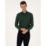 Pierre Cardin Erkek Yeşil Flanel Dokulu Slim Fit Uzun Kollu Gömlek 50316751-VR054 - XL
