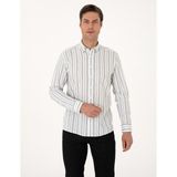 Pierre Cardin Erkek Yeşil Regular Fit Çizgili Uzun Kollu Gömlek 50312269-VR255 - Ada Çayı - XL