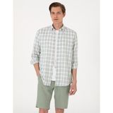 Pierre Cardin Erkek Yeşil Regular Fit Ekose Uzun Kollu Gömlek 50307159-VR016 - Çağla