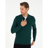 Pierre Cardin Erkek Yeşil Regular Fit Fermuarlı Polo Yaka Triko Kazak 50296453-VR054 - 2XL