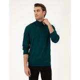 Pierre Cardin Erkek Yeşil Slim Fit Balıkçı Yaka Yün Karışımlı Basic Triko Kazak 50270052-VR054 - 2XL