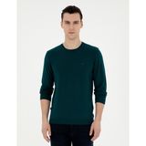 Pierre Cardin Erkek Yeşil Slim Fit Bisiklet Yaka Yün Karışımlı Basic Triko Kazak 50270054-VR054 - XL