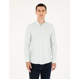 Pierre Cardin Erkek Yeşil Slim Fit Uzun Kollu Gömlek 50291042-VR016 - 3XL - Çağla