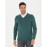 Pierre Cardin Erkek Yeşil Slim Fit V Yaka Basic Triko Kazak 50276156-VR054