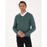 Pierre Cardin Erkek Yeşil Slim Fit V Yaka Basic Triko Kazak 50314190-VR054 - XL