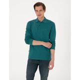 Pierre Cardin Erkek Zümrüt Slim Fit Kıvrılmaz Polo Yaka Basic Pike Sweatshirt 50314048-VR055 - 2XL