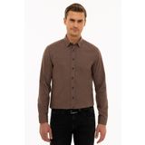 Pierre Cardin G021GL004.000.1112916 Kahverengi Slim Fit Uzun Kollu Erkek Gömlek