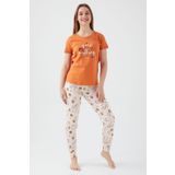 Pierre Cardin Girls Can Do Turuncu Kadın Kısa Kol Pijama Takım
