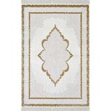 Pierre Cardin Halı Voila ZQ00D Modern ve Geleneksel Desenli Yüksek Kaliteli Modern Desenli 120 Tarak Halı - Beyaz - Gold - 80 x 150 cm