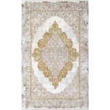 Pierre Cardin Halı Voila ZQ06A Modern ve Geleneksel Desenli Yüksek Kaliteli Modern Desenli 120 Tarak Halı - Gold - Gri - 100 x 300 cm