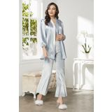 Pierre Cardin Kadife Saten 3'lü Kadın Crop'lu Pijama Takımı - 2050
