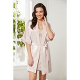Pierre Cardin Kadife Saten Dantelli Gecelik ve Sabahlık Takımı - 4045 - 2XL - Pudra