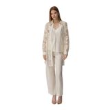 Pierre Cardin Kadın 3'lü Pijama Takımı, Dantel Detaylı, Ivory, M Beden