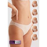 Pierre Cardin Kadın 5'li Ekonomik Paket Ten 2957 No Show Classic Pamuklu Basic Külot - 38