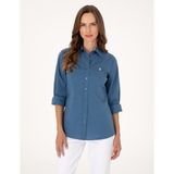 Pierre Cardin Kadın Açık Indigo Slim Fit Uzun Kollu Gömlek 50313589-VR073 - Açık İndigo - 36