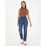 Pierre Cardin Kadın Açık Mavi Mom High Waist Fit Jean Pantolon 50313233-VR003 - 34 - 42