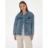 Pierre Cardin Kadın Açık Mavi Oversize Jean Ceket 50308527-VR003 - Dropsuz - 36