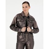 Pierre Cardin Kadın Antrasit Crop Top Jean Ceket 50291403-VR006 - Dropsuz - 38