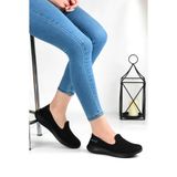 Pierre Cardin Kadın Bağcıksız Spor Ayakkabı PC-30168 Siyah Ortopedik Tekstil Malzeme Düz Taban