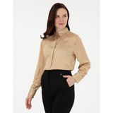 Pierre Cardin Kadın Bej Comfort Fit Uzun Kollu Gömlek 50296330-VR011 - 40