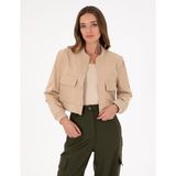 Pierre Cardin Kadın Bej Crop Top Ceket 50290807-VR011 - 38 - Dropsuz