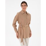 Pierre Cardin Kadın Bej Oversize Uzun Kollu Gömlek 50306501-VR011 - 36