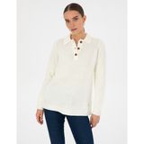 Pierre Cardin Kadın Bej Regular Fit Polo Yaka Kazak 50316328-VR011 - S
