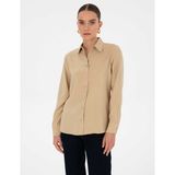 Pierre Cardin Kadın Bej Regular Fit Uzun Kollu Gömlek 50318195-VR011 - 36